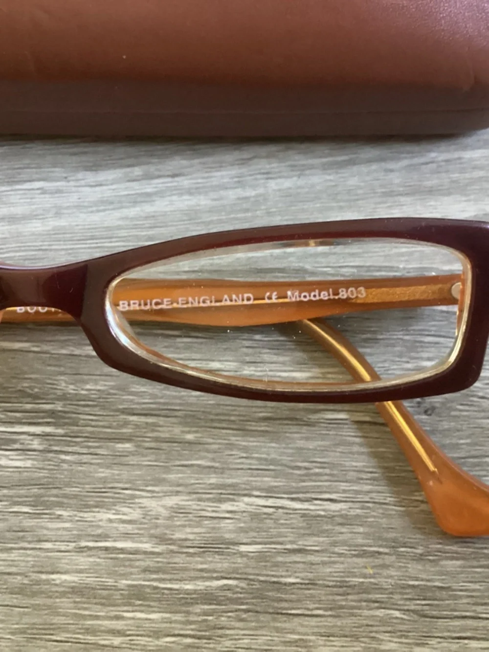 Booth And Bruce Designer Frames Made In England 803 Cherry Cola Brown Hard Case.